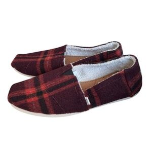 New!‎ Toms Buffalo Plaid Faux Fur Lined Alpargatas Shoes
